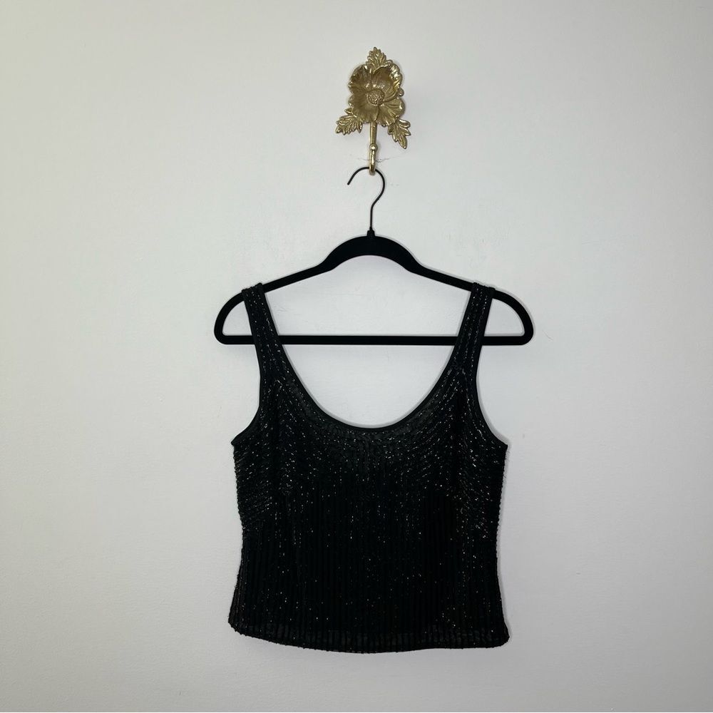 Carmen Marc Valvo Collection Sequin Tank L